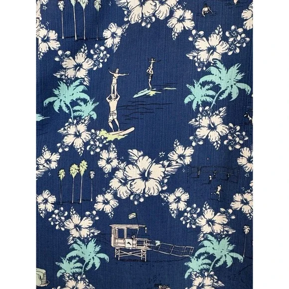 Tommy Bahama Men XXL Hawaiian Shirt Vintage Beach Scenes Retro Surf‎ 100% Silk